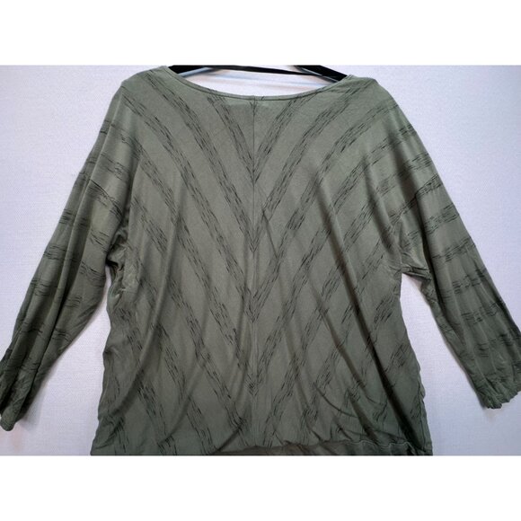 Knox Rose Womens Tunic Top Size XL Olive Green Textured V-Neck 3/4 Sleeve Ruched - Picture 10 of 10